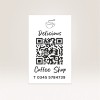 Visitenkartenaufkleber mit QR Code und Telefonnummer.