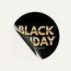 Ein Sticker mit der Aufschrift Black Friday ist zu sehen.