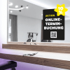 Das Bild zeigt einen QR-Code-Aufkleber im Barbershop.