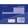 Das Bild zeigt eine Vorlage oder ein Formular mit der Bezeichnung „Kassa-Ausgang“ auf Deutsch, das für finanzielle Transaktionen entworfen wurde. Es enthält Felder für Details wie Betrag, Datum und Empfängerinformationen sowie einen Barcode.