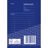 Das Bild zeigt einen blauen Lieferschein mit Abschnitten für Absender, Empfänger und Auftragsdetails sowie einen Barcode und FSC-Informationen.