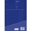 Das Bild zeigt eine blaue Rechnungsvorlage mit Abschnitten für Absender, Empfänger, Bestelldetails, Bankinformationen, Zahlungsbedingungen, Lieferdatum, Steuernummern und mehr. Das Design beinhaltet Linien zum Ausfüllen von Details sowie ein Logo oder einen Text, der es als 'Zweckform'-Produkt am unteren Rand kennzeichnet.