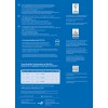 Das Bild zeigt Informationen über hochwertige Druckpapiere, einschließlich Zertifizierungen wie FSC und EU Ecolabel. Es behandelt Papiereigenschaften wie Helligkeit, Alterungsbeständigkeit und Eignung für verschiedene Drucktypen, zusammen mit einer Liste spezifischer Papierprodukte und deren Eigenschaften.
