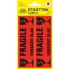 Packungsabbildung: Avery Zweckform Warnetiketten, vorgedruckt, Artikel:  3050, Format: 119 x 38 mm, Inhalt: 10 Etiketten / 5 Bögen, 2 Etiketten/Bogen