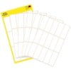 Packungsabbildung mit Etikettenbogen: Avery Zweckform Vielzweck-Etiketten, Artikel:  3076, Format: 38 x 14 mm, Inhalt: 90 Etiketten / 6 Bögen, 15 Etiketten/Bogen