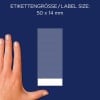 Größenvergleich mit Hand, Artikel: 3086, ein Bogen Vielzweck-Etiketten, Format: 50 x 14 mm, Farbe: Weiß