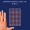 Größenvergleich mit Hand, Artikel: 3177, ein Bogen Markierungspunkte, Format: ⌀ 8 mm, Farbe: neonrot