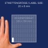 Größenvergleich mit Hand, Artikel: 3317, ein Bogen Vielzweck-Etiketten, Format: 20 x 8 mm, Farbe: Weiß