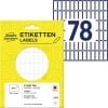 Packungsabbildung mit Etikettenbogen: Avery Zweckform Vielzweck-Etiketten, Artikel:  3317, Format: 20 x 8 mm, Inhalt: 2.184 Etiketten / 28 Bögen, 78 Etiketten/Bogen