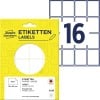 Packungsabbildung mit Etikettenbogen: Avery Zweckform Vielzweck-Etiketten, Artikel:  3326, Format: 38 x 29 mm, Inhalt: 384 Etiketten / 24 Bögen, 16 Etiketten/Bogen