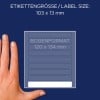 Größenvergleich mit Hand, Artikel: 3338, ein Bogen Vielzweck-Etiketten, Format: 103 x 13 mm, Farbe: Weiß