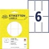 Packungsabbildung mit Etikettenbogen: Avery Zweckform Vielzweck-Etiketten, Artikel:  3362, Format: 77 x 31 mm, Inhalt: 228 Etiketten / 38 Bögen, 6 Etiketten/Bogen