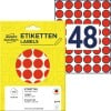 Packungsabbildung mit Etikettenbogen: Avery Zweckform, Artikel: 3374, Farbige Markierungspunkte, Format: ⌀ 18 mm, Inhalt: 1.056 Markierungspunkte / 22 Bögen, 48 Markierungspunkte/Bogen