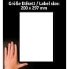 Größenvergleich mit Hand, Artikel: 3418, ein Bogen Universal-Etiketten, Format: 200 x 297 mm, Farbe: Weiß