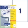 Packungsabbildung mit Etikettenbogen: Avery Zweckform Universal-Etiketten, Artikel:  3418, Format: 200 x 297 mm, Druckereignung: Inkjet,Laser s/w,Farblaser, Inhalt: 100 Etiketten / 100 Bögen, 1 Etiketten/Bogen