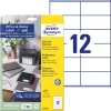 Packungsabbildung mit Etikettenbogen: Avery Zweckform Etiketten, Home Office, Kleinpackung, Artikel:  3424-10, Format: 105 x 48 mm, Druckereignung: Inkjet,Laser s/w,Farblaser, Inhalt: 120 Etiketten / 10 Bögen, 12 Etiketten/Bogen