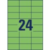 Stanzzeichnung Einzelbogen A4, Artikel: 3450, Farbige Etiketten, Format: 70 x 37 mm, 24 Etiketten/Bogen