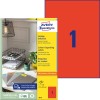 Packungsabbildung mit Etikettenbogen: Avery Zweckform Farbige Etiketten, Artikel:  3470, Format: 210 x 297 mm, Druckereignung: Inkjet,Laser s/w,Farblaser, Inhalt: 100 Etiketten / 100 Bögen, 1 Etiketten/Bogen
