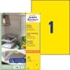 Packungsabbildung mit Etikettenbogen: Avery Zweckform Farbige Etiketten, Artikel:  3473, Format: 210 x 297 mm, Druckereignung: Inkjet,Laser s/w,Farblaser, Inhalt: 100 Etiketten / 100 Bögen, 1 Etiketten/Bogen