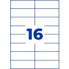 Stanzzeichnung Einzelbogen A4, Artikel: 3484, Universal-Etiketten, Format: 105 x 37 mm, 16 Etiketten/Bogen