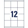 Stanzzeichnung Einzelbogen A4, Artikel: 3661, Universal-Etiketten, Format: 70 x 67,7 mm, 12 Etiketten/Bogen