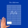 A4-Blatt mit Rasterlayout und den Abmessungen 70 x 33,8 mm, Hand unten links?