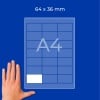 A4-Blattdiagramm mit Raster und einer hervorgehobenen 64 × 36 mm-Zelle, Hand links?