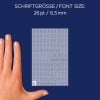 Größenvergleich mit Hand, Artikel: 3720, ein Bogen Buchstaben-Etiketten, Format: 85 x 160 mm, Farbe: Schwarz