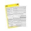 Packungsabbildung mit Etikettenbogen: Avery Zweckform Buchstaben-Etiketten, Artikel:  3720, Format: 85 x 160 mm, Inhalt: 240 Sticker / 2 Bögen, 120 Sticker/Bogen