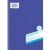 Das Bild zeigt ein Cover eines Kassenbuches mit dem Titel 'Kassenbuch 426' von Avery Zweckform. Es verfügt über einen blauen Hintergrund mit wiederholtem Text und enthält Informationen über den Inhalt und die Spezifikationen des Buches.