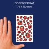 Größenvergleich mit Hand, Artikel: 4400, ein Bogen Deko Sticker, Format: 85 x 160 mm, Farbe: Rot, Schwarz