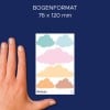 Größenvergleich mit Hand, Artikel: 4423, ein Bogen Sticker zum Beschriften, Format: 85 x 160 mm, Farbe: Bunt