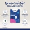 Das Bild zeigt eine Produktanzeige für XL-Ausweishalter von Avery, die Vorteile wie einfaches Online-Design, hohe Qualität zu erschwinglichen Preisen, nachhaltiges Papier und extragroße Größe präsentiert.