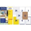 Packungsabbildung mit Etikettenbogen: Avery Zweckform Office & Home Etiketten Starter-Set, Artikel:  49300, Format: 210 x 297 mm, Druckereignung: Inkjet,Laser s/w,Farblaser, Inhalt: 180 Etiketten / 15 Bögen, 12 Etiketten/Bogen