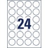 Stanzzeichnung Einzelbogen A4, Artikel: 5080, Runde Etiketten, ablösbar, Format: ⌀ 40 mm, 24 Etiketten/Bogen