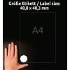 Größenvergleich mit Hand, Artikel: 5082, ein Bogen Achteckige Etiketten, ablösbar, Format: 40,8 x 40,3 mm, Farbe: Weiß
