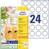 Packungsabbildung mit Etikettenbogen: Avery Zweckform Achteckige Etiketten, ablösbar, Artikel:  5082, Format: 40,8 x 40,3 mm, Druckereignung: Inkjet,Laser s/w,Farblaser, Inhalt: 240 Etiketten / 10 Bögen, 24 Etiketten/Bogen