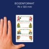 Größenvergleich mit Hand, Artikel: 52362, ein Bogen Weihnachtssticker, Format: 85 x 160 mm, Farbe: Bunt