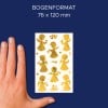 Größenvergleich mit Hand, Artikel: 52393, ein Bogen Weihnachtssticker, Format: 85 x 160 mm, Farbe: Gold