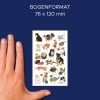 Größenvergleich mit Hand, Artikel: 53487, ein Bogen Kinder Aufkleber, Format: 85 x 160 mm, Farbe: Bunt
