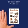 Größenvergleich mit Hand, Artikel: 55972, ein Bogen Kinder Aufkleber, Format: 85 x 160 mm, Farbe: Bunt