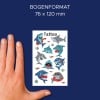Größenvergleich mit Hand, Artikel: 56770, ein Bogen Kinder Tattoos, Format: 85 x 160 mm, Farbe: Bunt