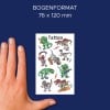 Größenvergleich mit Hand, Artikel: 56772, ein Bogen Kinder Tattoos, Format: 85 x 160 mm, Farbe: Bunt
