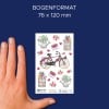 Größenvergleich mit Hand, Artikel: 56891, ein Bogen Deko Sticker, Format: 85 x 160 mm, Farbe: Bunt