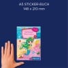 Größenvergleich mit Hand, Artikel: 57796, ein Bogen Kinder Sticker Spielbuch, Format: 148 x 210 mm, Farbe: Bunt
