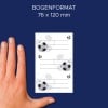 Größenvergleich mit Hand, Artikel: 59245, ein Bogen Buch-Etiketten, Format: 36 x 70 mm, Farbe: Schwarz, Weiß