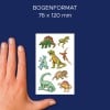 Größenvergleich mit Hand, Artikel: 59991, ein Bogen Sortiment Sticker, Format: 130 x 183 x 5 mm, Farbe: Bunt