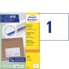 Packungsabbildung mit Etikettenbogen: Avery Zweckform Universal-Etiketten, Artikel:  6135, Format: 210 x 148 mm, Druckereignung: Inkjet,Laser s/w,Farblaser, Inhalt: 200 Etiketten / 200 Bögen, 1 Etiketten/Bogen