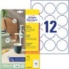 Packungsabbildung mit Etikettenbogen: Avery Zweckform Runde Etiketten, ablösbar, Artikel:  6226REV-10, Format: ⌀ 60 mm, Druckereignung: Inkjet,Laser s/w,Farblaser, Inhalt: 120 Etiketten / 10 Bögen, 12 Etiketten/Bogen