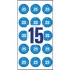 Abbildung Einzelbogen, Artikel: 6945-2025, Prüfplaketten, Format: ⌀ 20 mm, 15 Prüfplaketten/Bogen